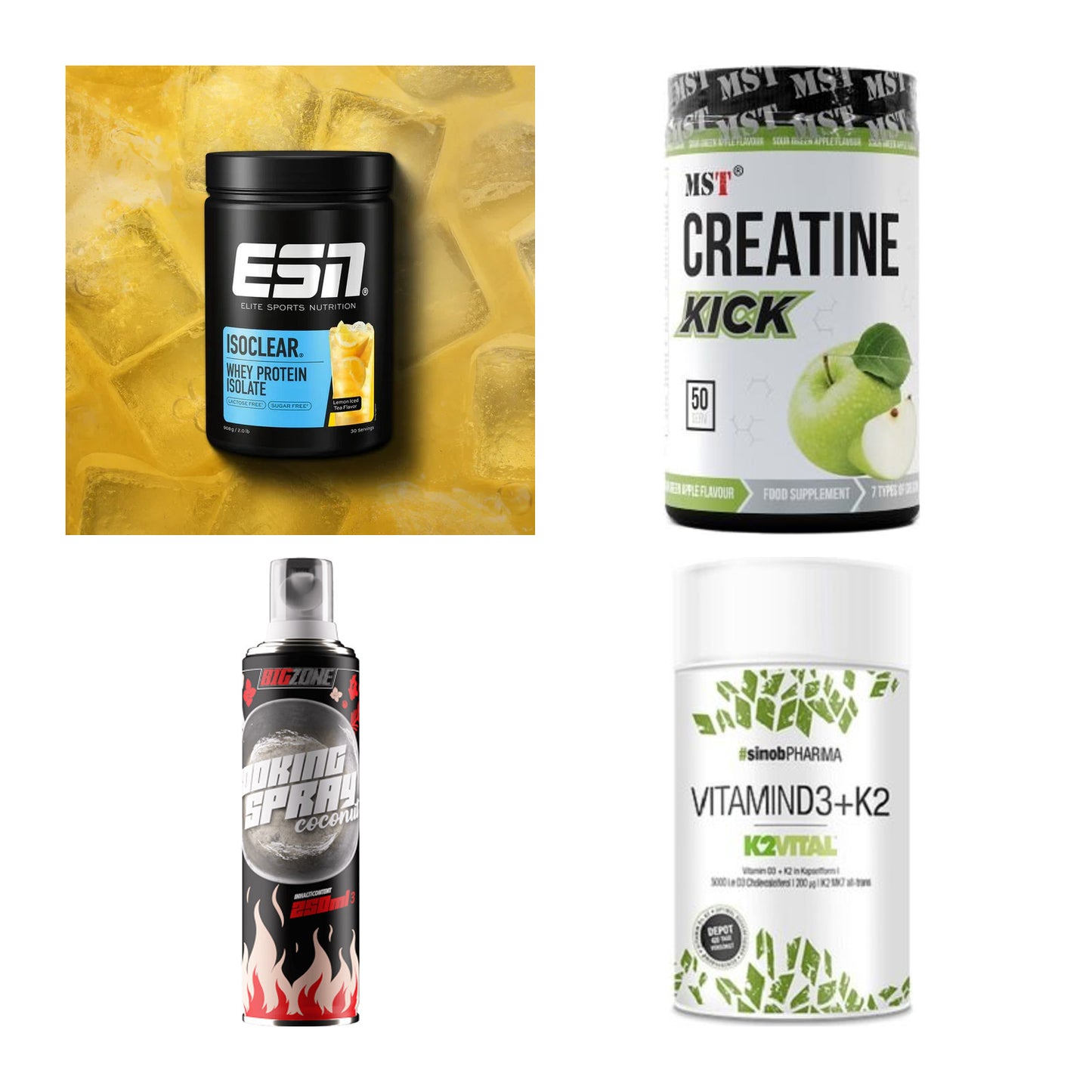 Wettkampfvorbereitung: ESN ISOCLEAR + MST Creatine + 2 weitere – alle enthaltenen Artikel