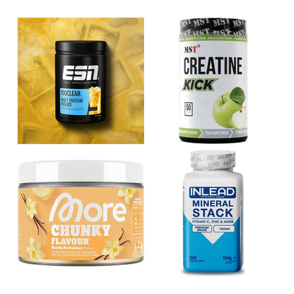 Wettkampfvorbereitung: ESN ISOCLEAR + MST Creatine + 2 weitere – alle enthaltenen Artikel