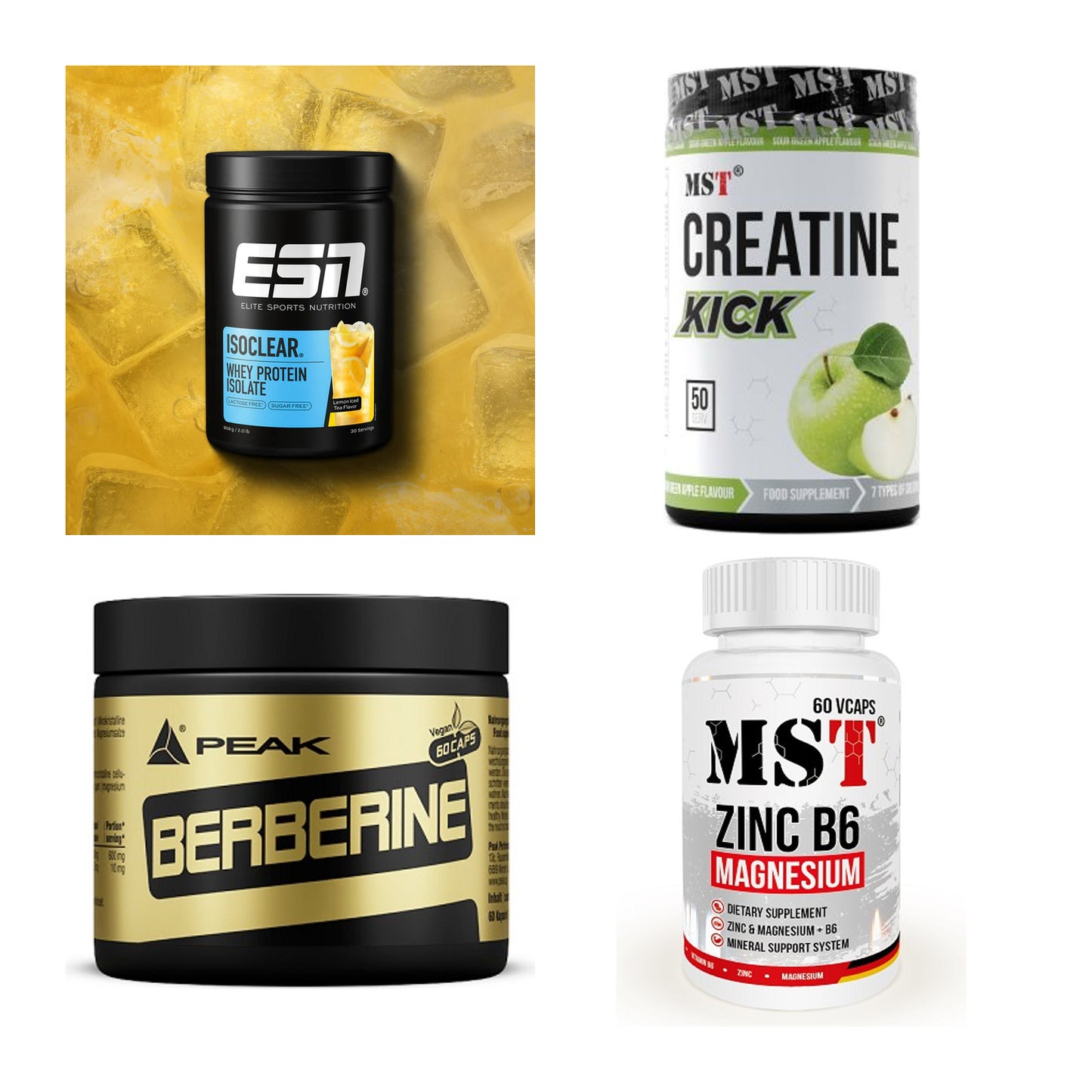 Wettkampfvorbereitung: ESN ISOCLEAR + MST Creatine + 2 weitere – alle enthaltenen Artikel