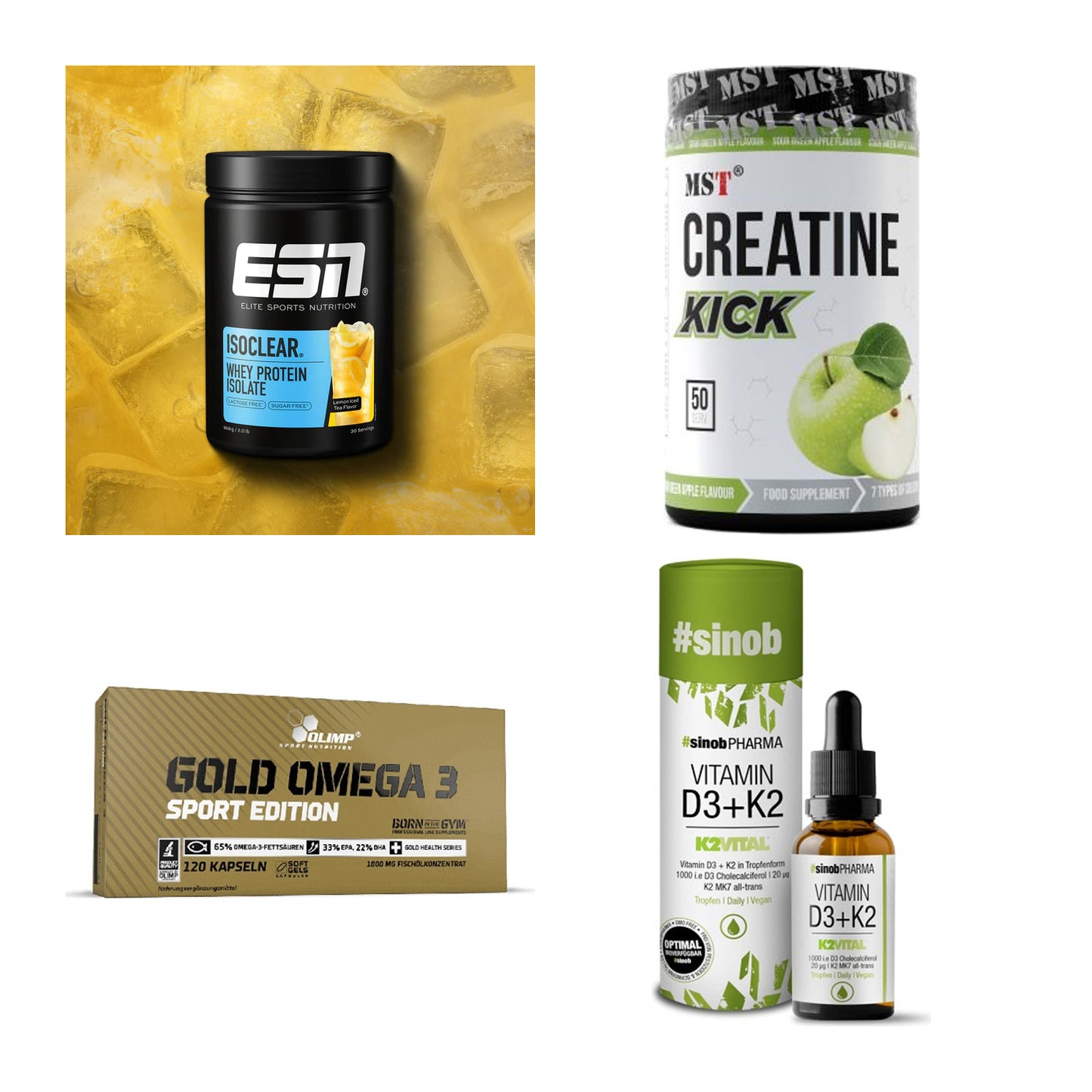 Wettkampfvorbereitung: ESN ISOCLEAR + MST Creatine + 2 weitere – alle enthaltenen Artikel