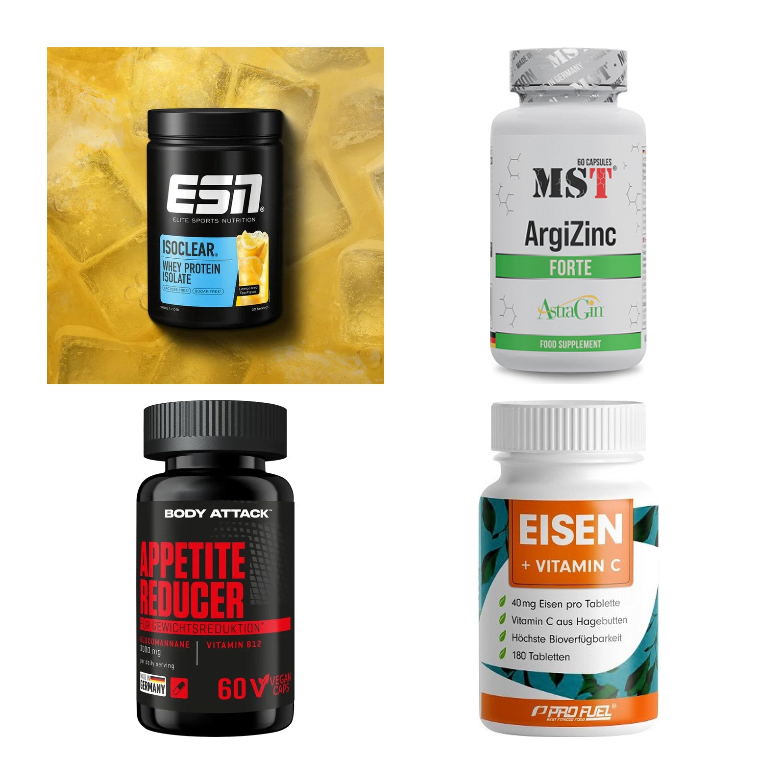 Wettkampfvorbereitung: ESN ISOCLEAR + MST ArgiZinc + 2 weitere – alle enthaltenen Artikel