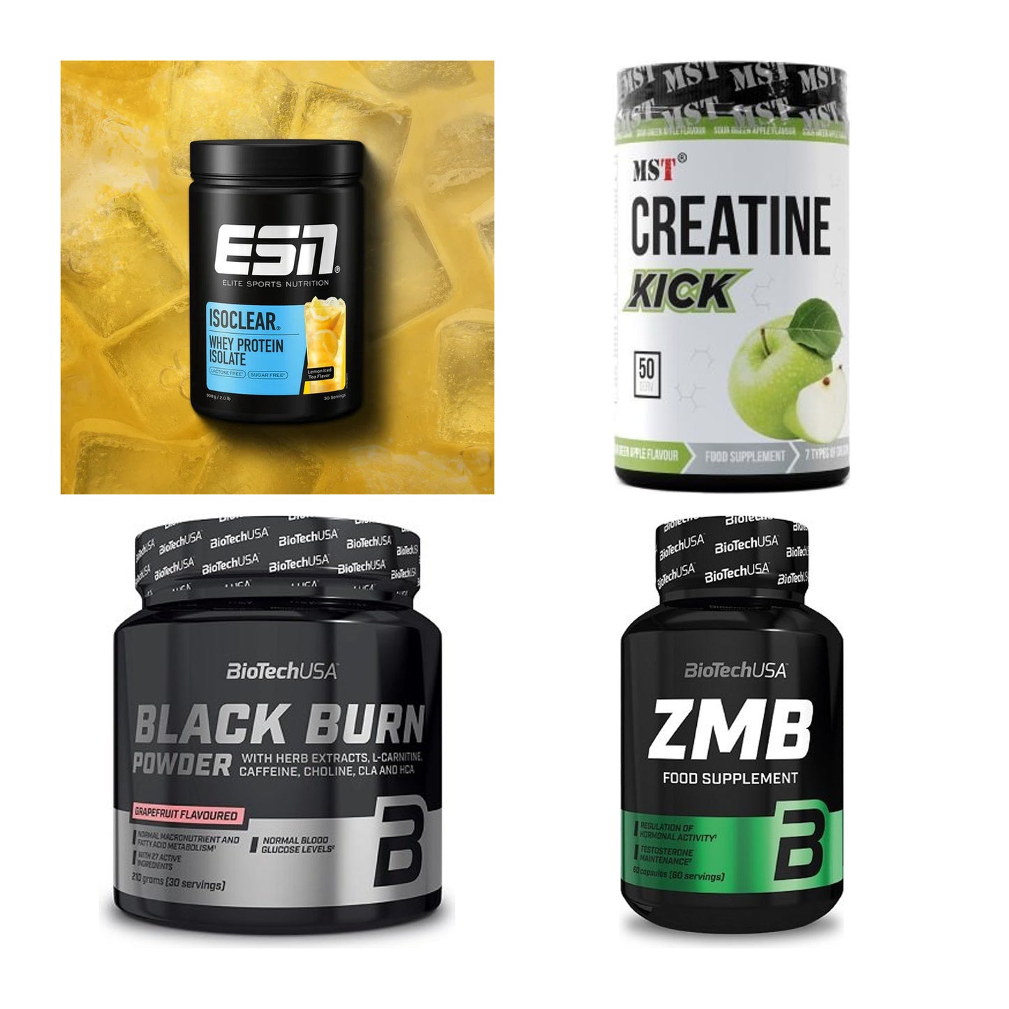 Wettkampfvorbereitung: ESN ISOCLEAR + MST Creatine + 2 weitere – alle enthaltenen Artikel