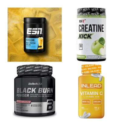 Wettkampfvorbereitung: ESN ISOCLEAR + MST Creatine + 2 weitere – alle enthaltenen Artikel