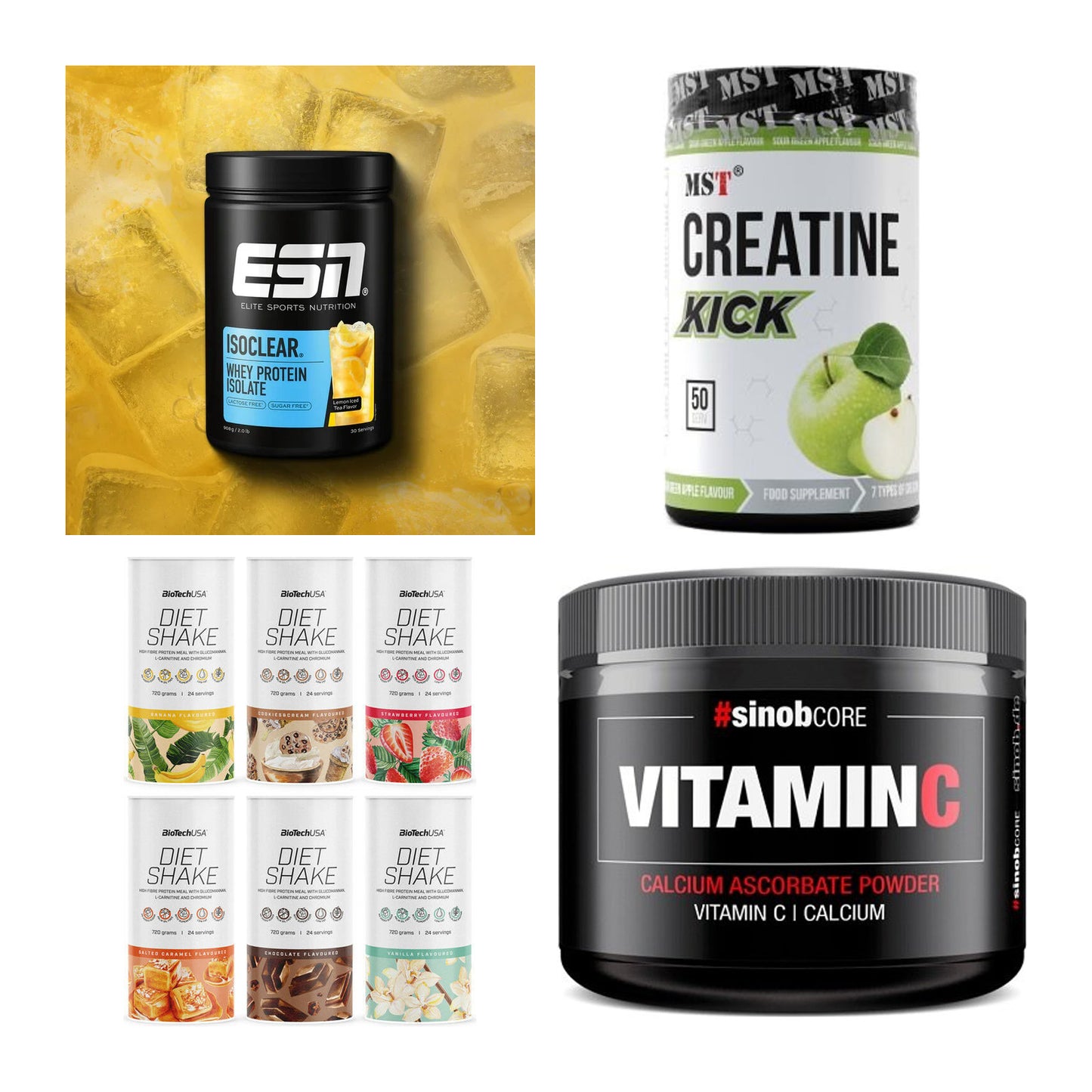 Wettkampfvorbereitung: ESN ISOCLEAR + MST Creatine + 2 weitere – alle enthaltenen Artikel