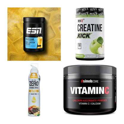 Wettkampfvorbereitung: ESN ISOCLEAR + MST Creatine + 2 weitere – alle enthaltenen Artikel