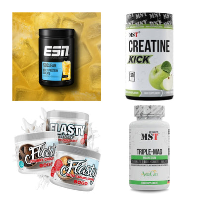 Wettkampfvorbereitung: ESN ISOCLEAR + MST Creatine + 2 weitere – alle enthaltenen Artikel