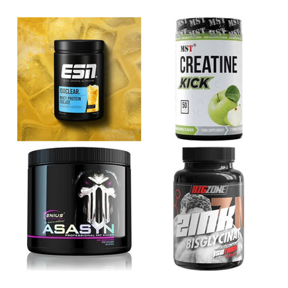 Wettkampfvorbereitung: ESN ISOCLEAR + MST Creatine + 2 weitere – alle enthaltenen Artikel