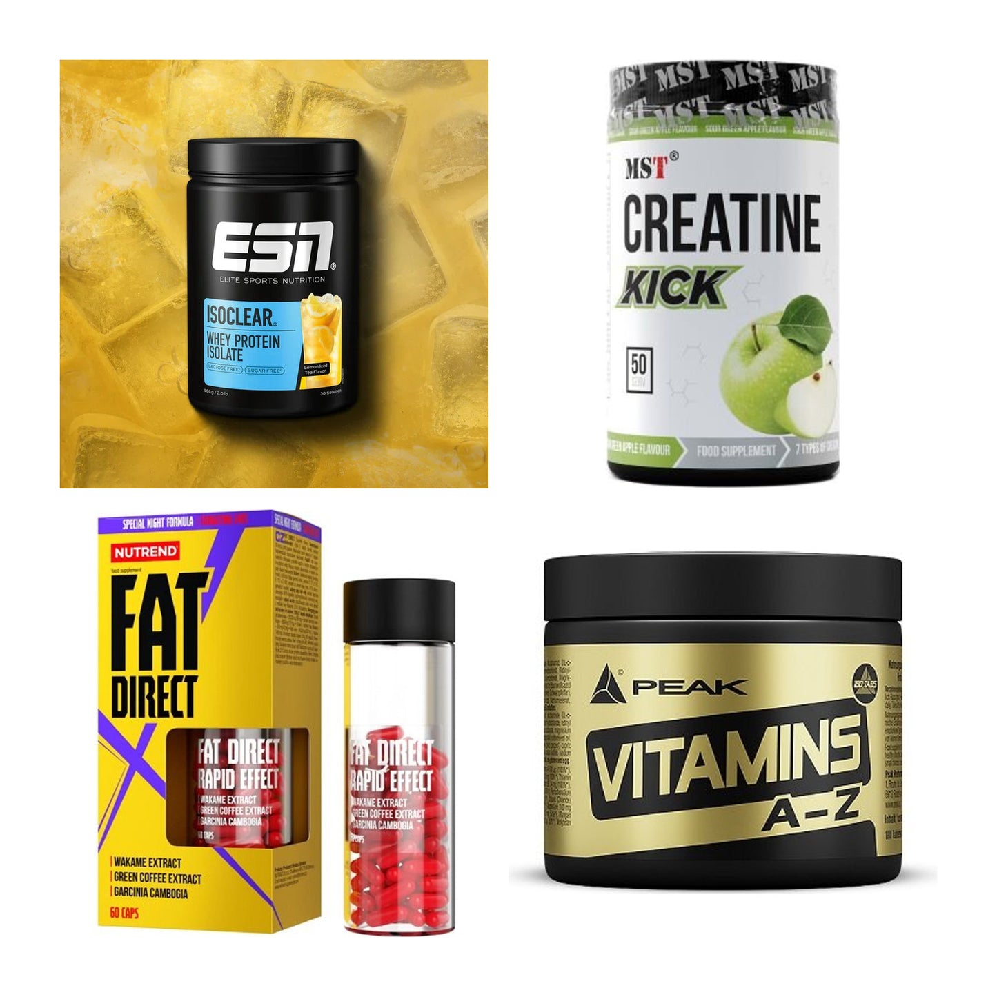 Wettkampfvorbereitung: ESN ISOCLEAR + MST Creatine + 2 weitere – alle enthaltenen Artikel