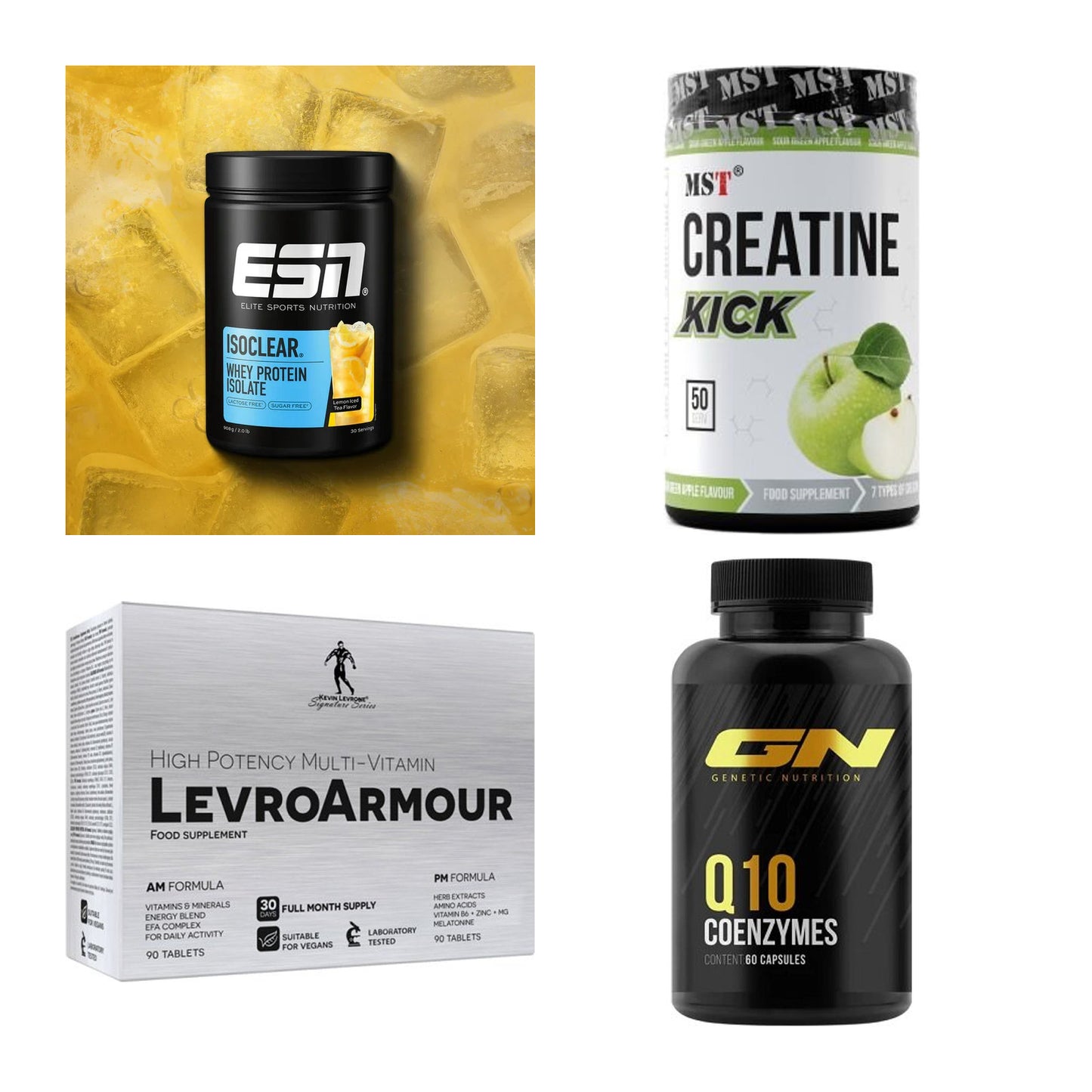 Wettkampfvorbereitung: ESN ISOCLEAR + MST Creatine + 2 weitere – alle enthaltenen Artikel