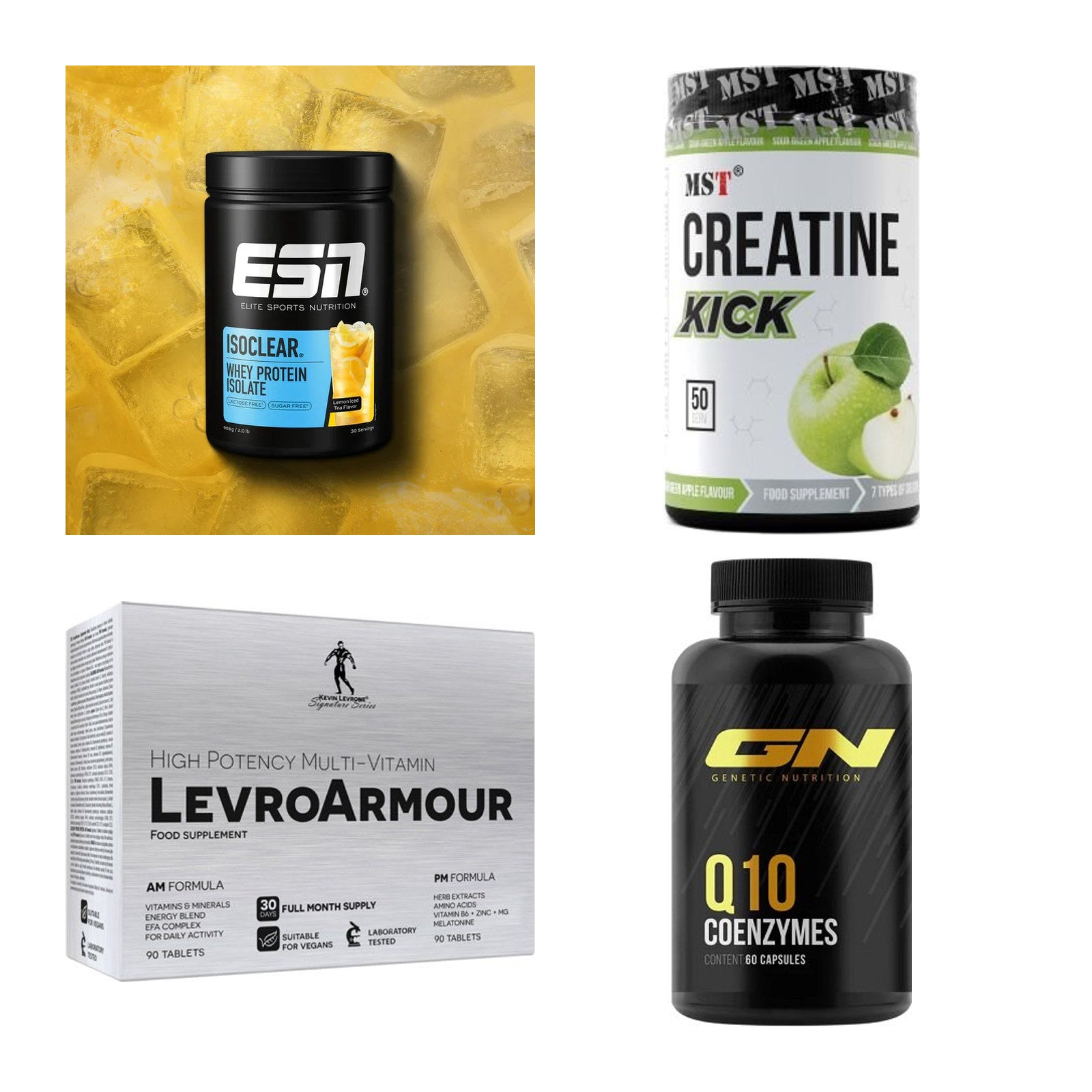 Wettkampfvorbereitung: ESN ISOCLEAR + MST Creatine + 2 weitere – alle enthaltenen Artikel