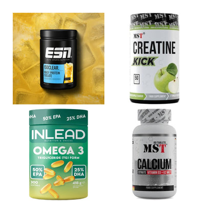 Wettkampfvorbereitung: ESN ISOCLEAR + MST Creatine + 2 weitere – alle enthaltenen Artikel
