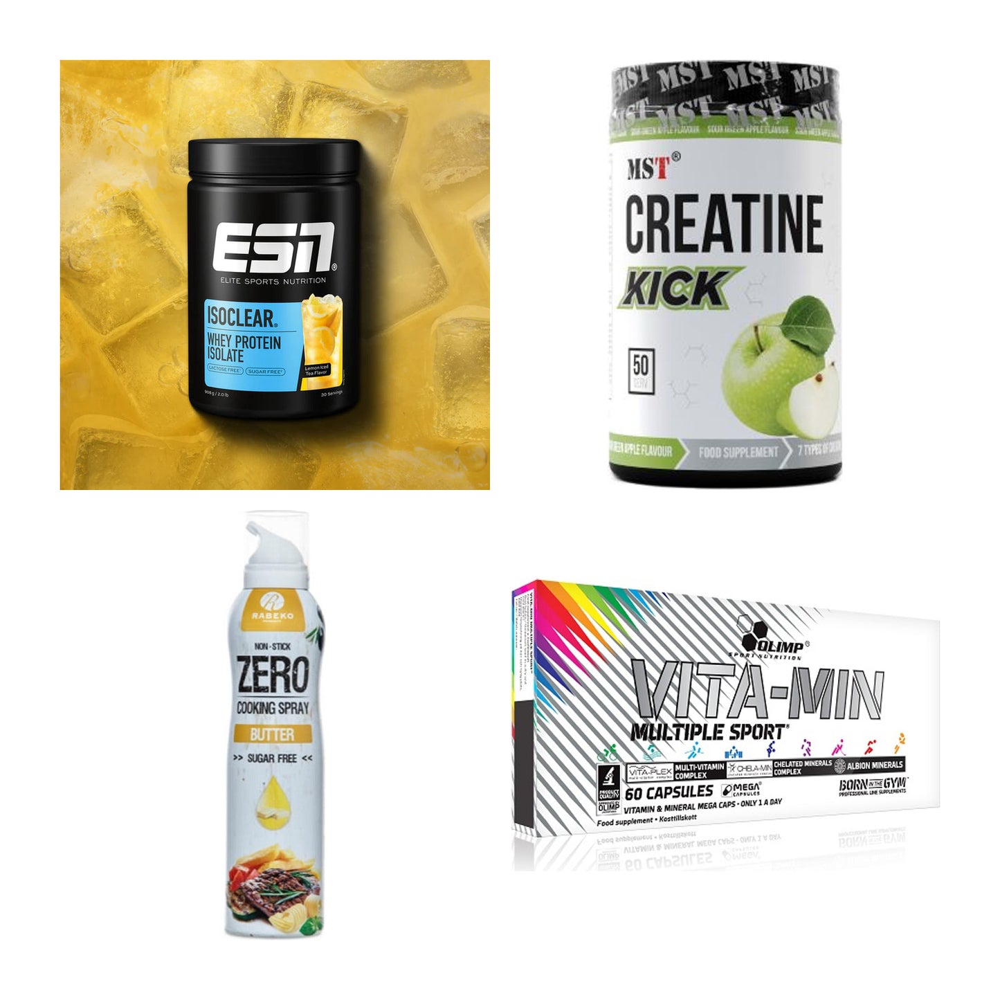 Wettkampfvorbereitung: ESN ISOCLEAR + MST Creatine + 2 weitere – alle enthaltenen Artikel