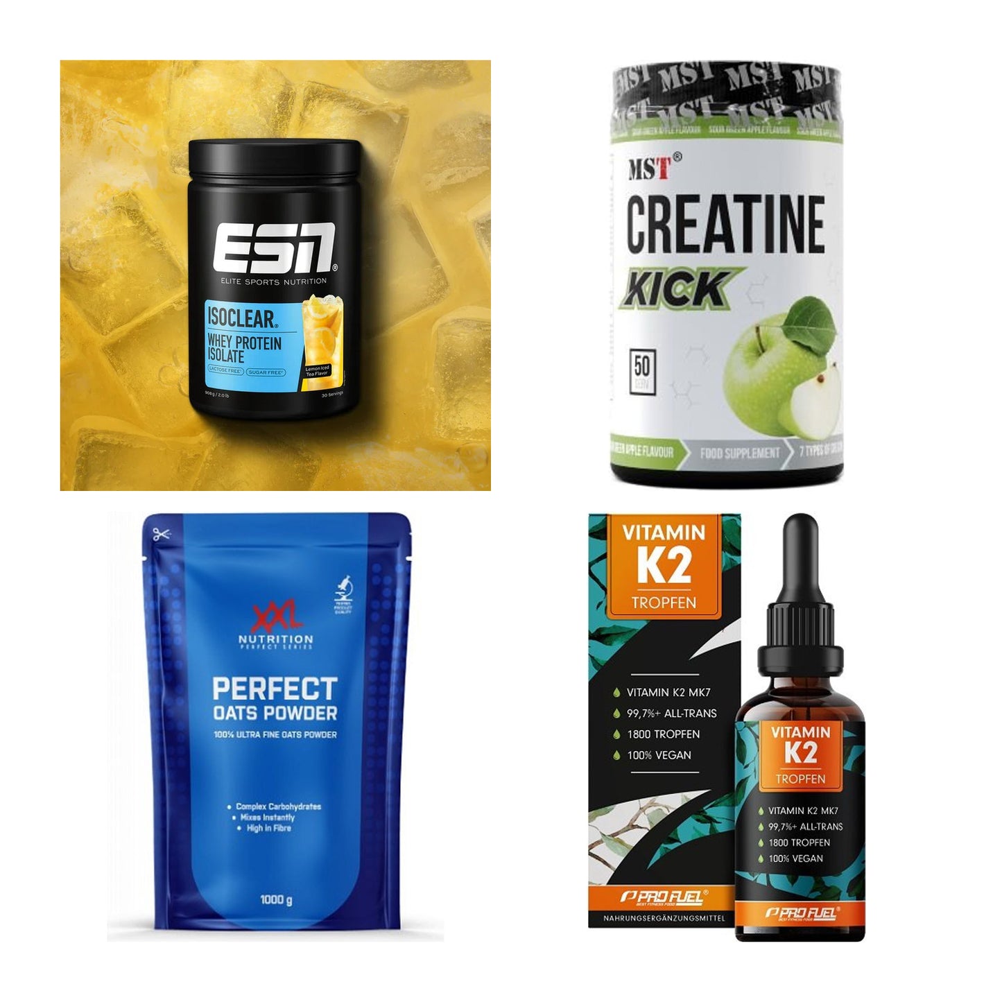 Wettkampfvorbereitung: ESN ISOCLEAR + MST Creatine + 2 weitere – alle enthaltenen Artikel