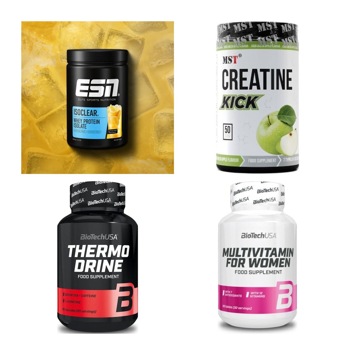 Wettkampfvorbereitung: ESN ISOCLEAR + MST Creatine + 2 weitere – alle enthaltenen Artikel