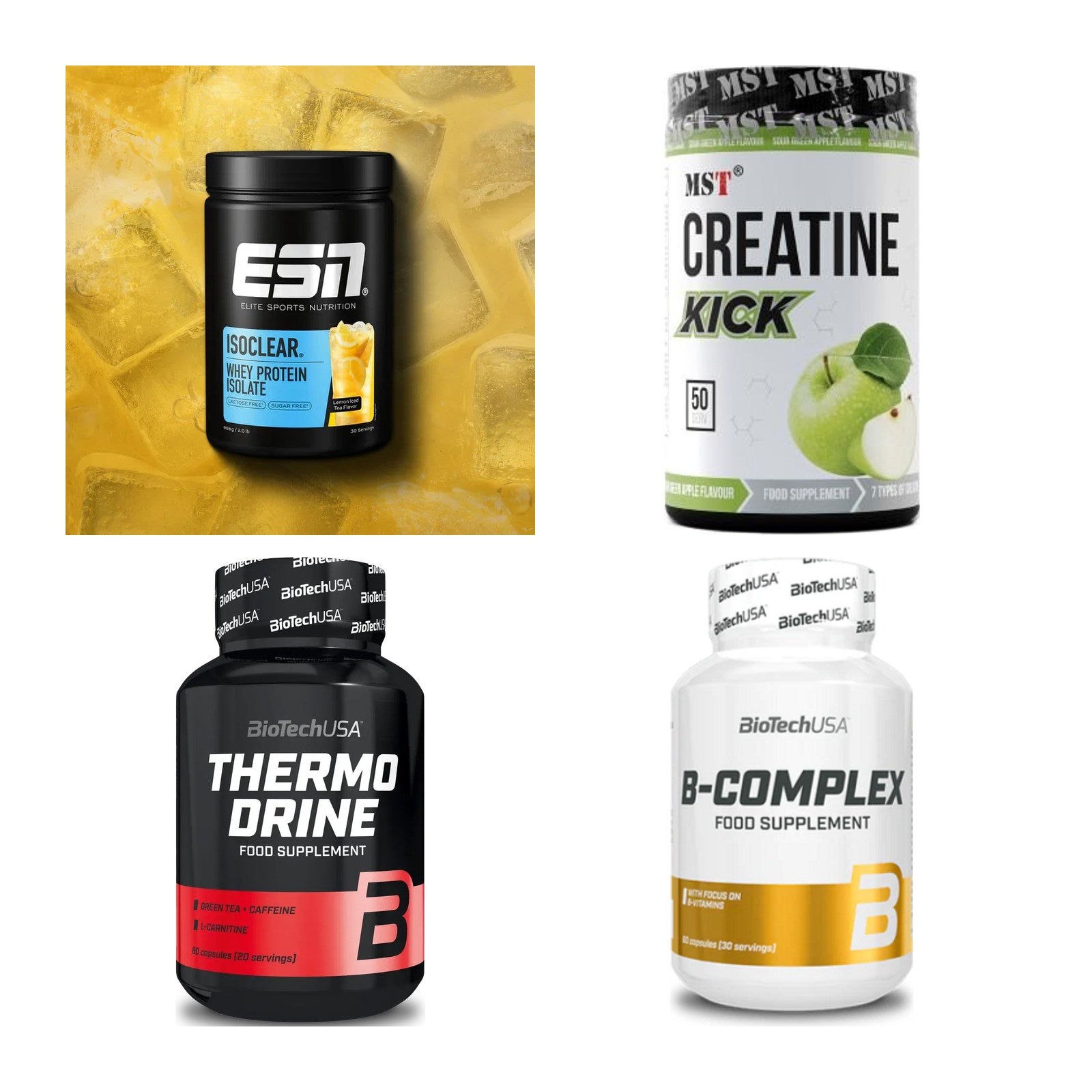 Wettkampfvorbereitung: ESN ISOCLEAR + MST Creatine + 2 weitere – alle enthaltenen Artikel
