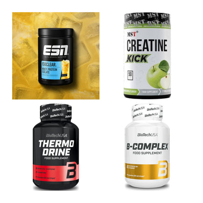 Wettkampfvorbereitung: ESN ISOCLEAR + MST Creatine + 2 weitere – alle enthaltenen Artikel