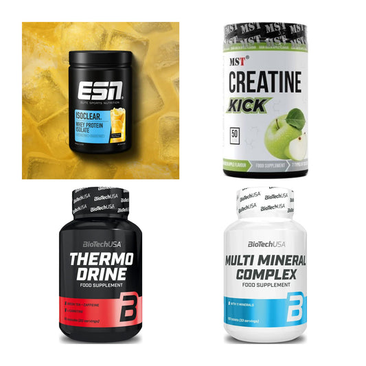 Wettkampfvorbereitung: ESN ISOCLEAR + MST Creatine + 2 weitere – alle enthaltenen Artikel