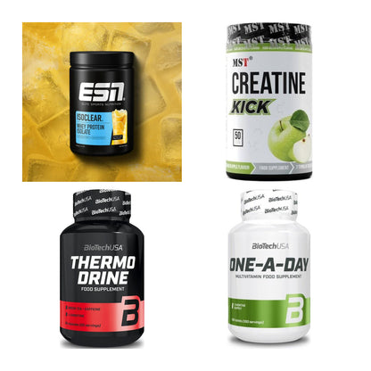 Wettkampfvorbereitung: ESN ISOCLEAR + MST Creatine + 2 weitere – alle enthaltenen Artikel