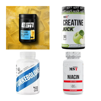 Wettkampfvorbereitung: ESN ISOCLEAR + MST Creatine + 2 weitere – alle enthaltenen Artikel