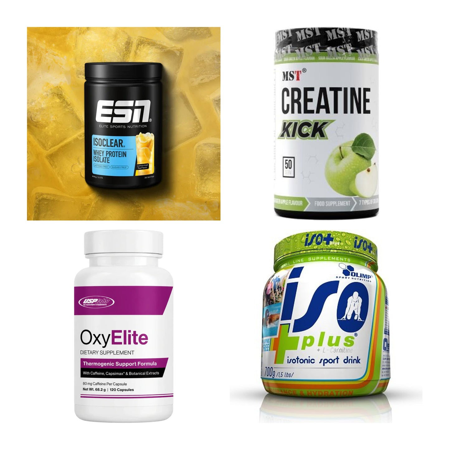 Wettkampfvorbereitung: ESN ISOCLEAR + MST Creatine + 2 weitere – alle enthaltenen Artikel