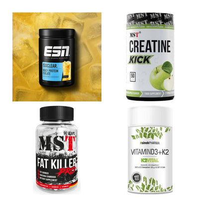 Wettkampfvorbereitung: ESN ISOCLEAR + MST Creatine + 2 weitere – alle enthaltenen Artikel