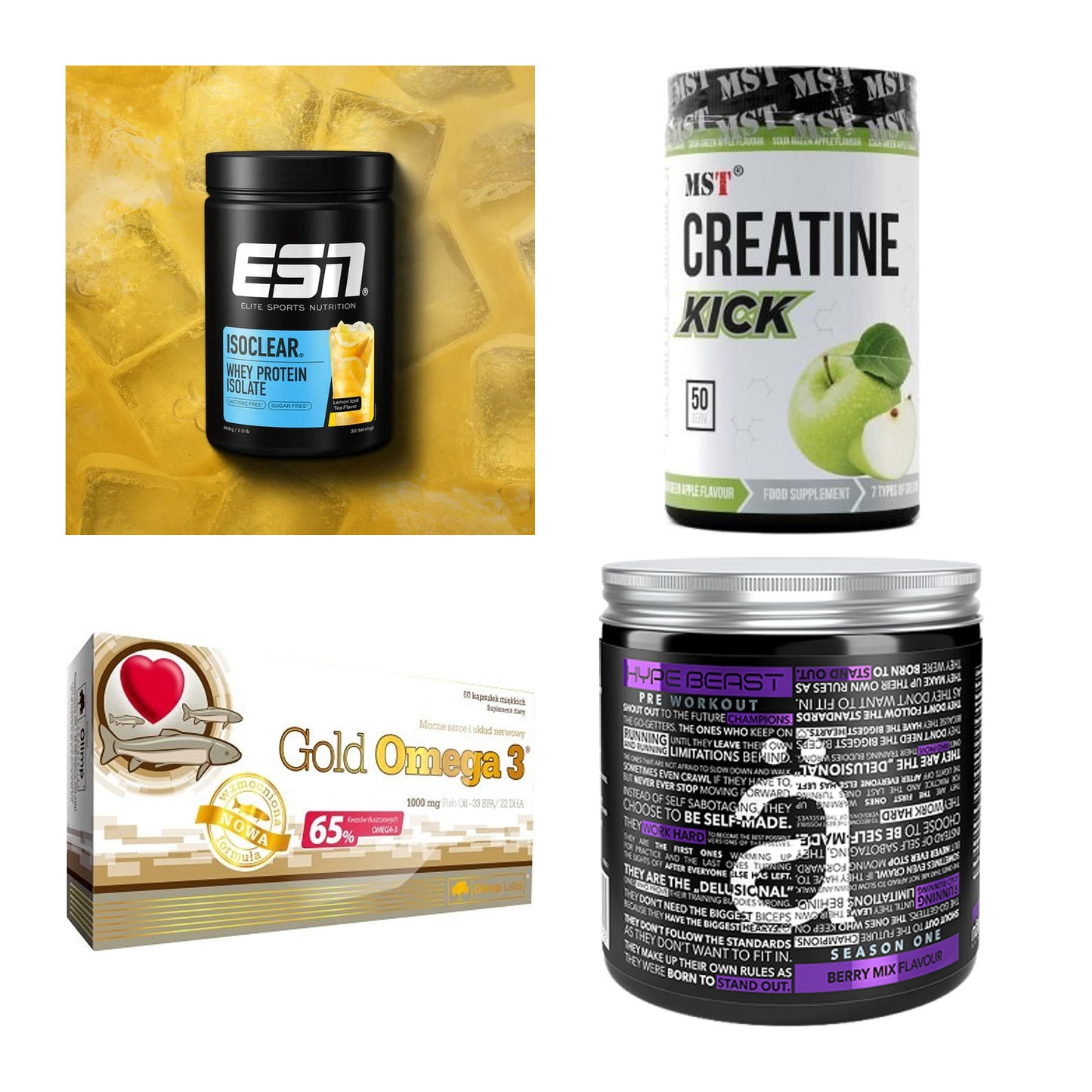Wettkampfvorbereitung: ESN ISOCLEAR + MST Creatine + 2 weitere – alle enthaltenen Artikel