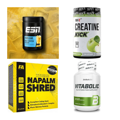 Wettkampfvorbereitung: ESN ISOCLEAR + MST Creatine + 2 weitere – alle enthaltenen Artikel