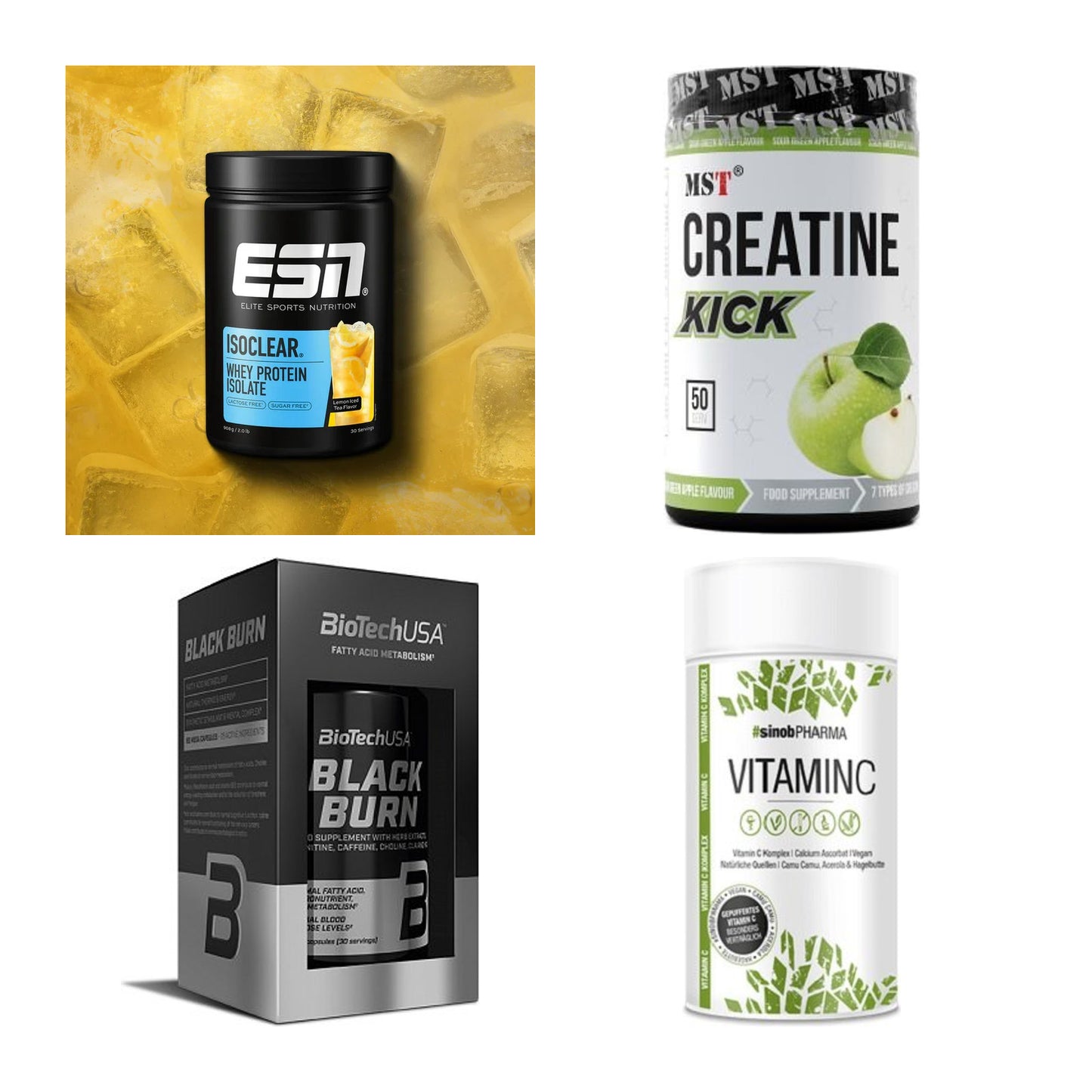 Wettkampfvorbereitung: ESN ISOCLEAR + MST Creatine + 2 weitere – alle enthaltenen Artikel