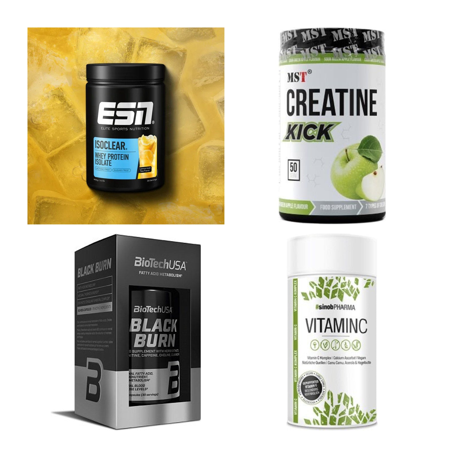 Wettkampfvorbereitung: ESN ISOCLEAR + MST Creatine + 2 weitere – alle enthaltenen Artikel