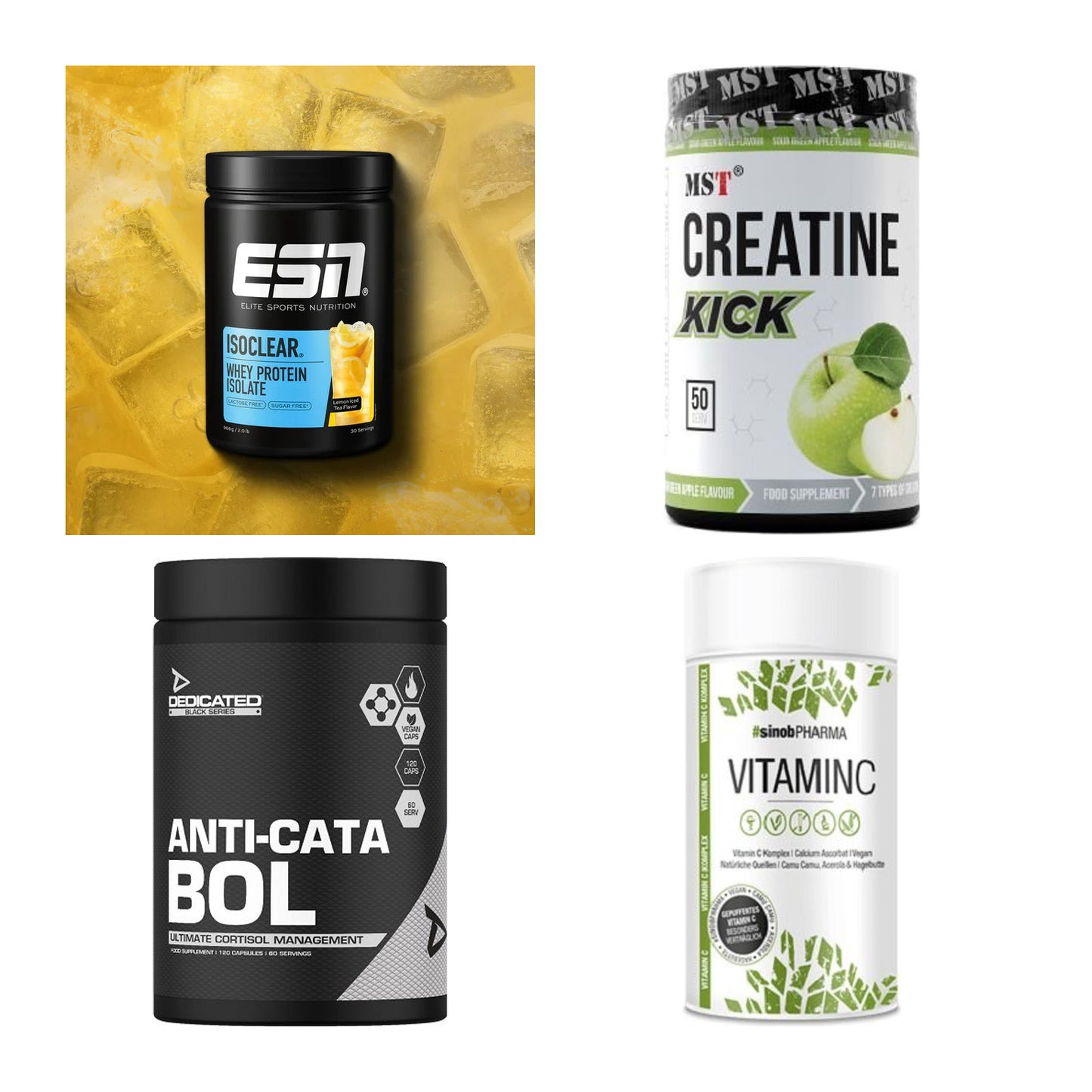 Wettkampfvorbereitung: ESN ISOCLEAR + MST Creatine + 2 weitere – alle enthaltenen Artikel