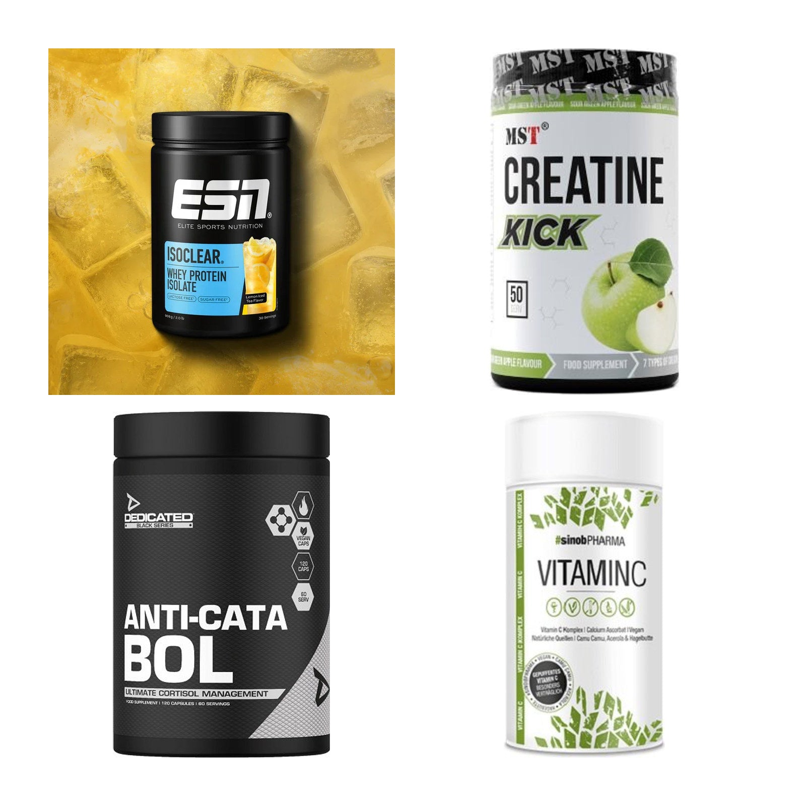 Wettkampfvorbereitung: ESN ISOCLEAR + MST Creatine + 2 weitere – alle enthaltenen Artikel