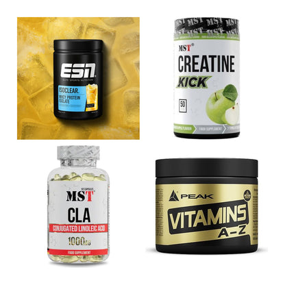 Wettkampfvorbereitung: ESN ISOCLEAR + MST Creatine + 2 weitere – alle enthaltenen Artikel