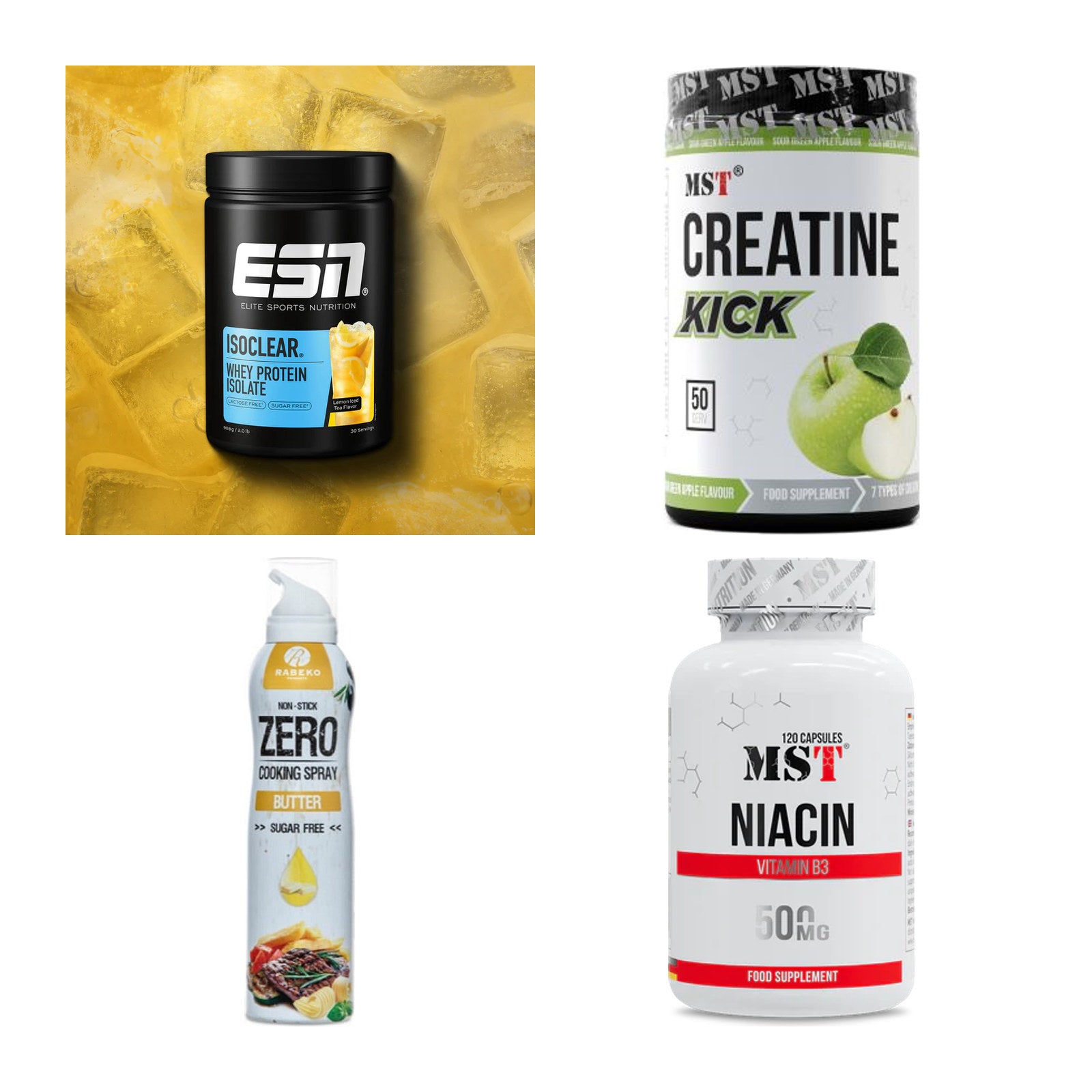 Wettkampfvorbereitung: ESN ISOCLEAR + MST Creatine + 2 weitere – alle enthaltenen Artikel