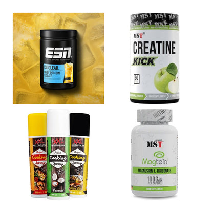 Wettkampfvorbereitung: ESN ISOCLEAR + MST Creatine + 2 weitere – alle enthaltenen Artikel