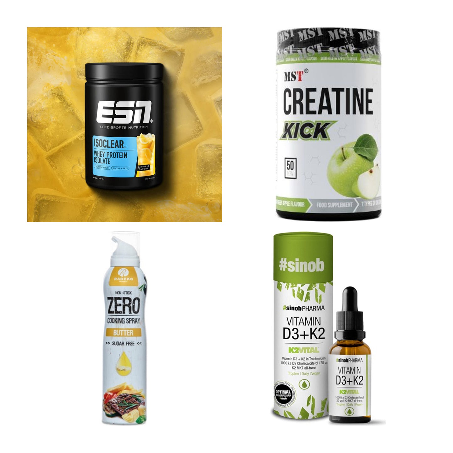 Wettkampfvorbereitung: ESN ISOCLEAR + MST Creatine + 2 weitere – alle enthaltenen Artikel