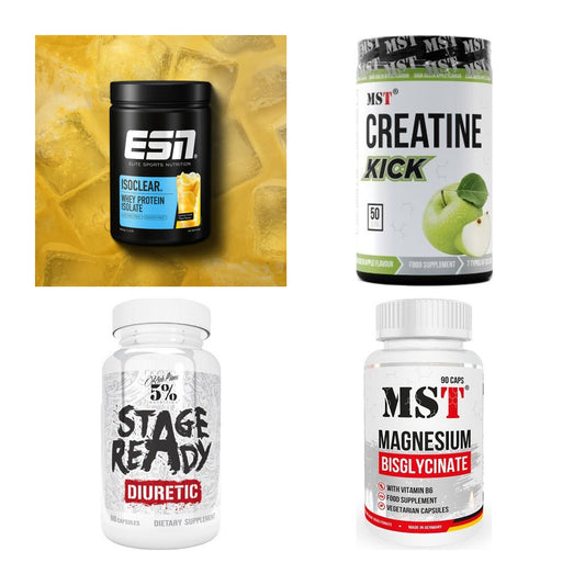 Wettkampfvorbereitung: ESN ISOCLEAR + MST Creatine + 2 weitere – alle enthaltenen Artikel