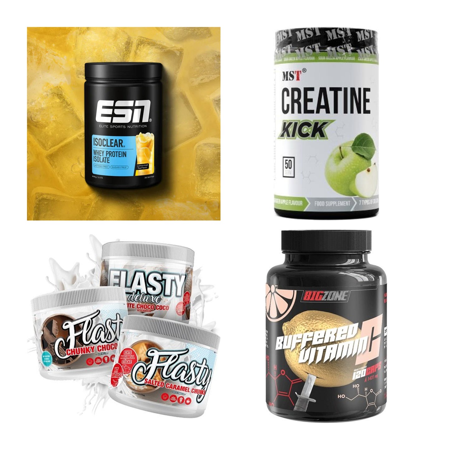 Wettkampfvorbereitung: ESN ISOCLEAR + MST Creatine + 2 weitere – alle enthaltenen Artikel