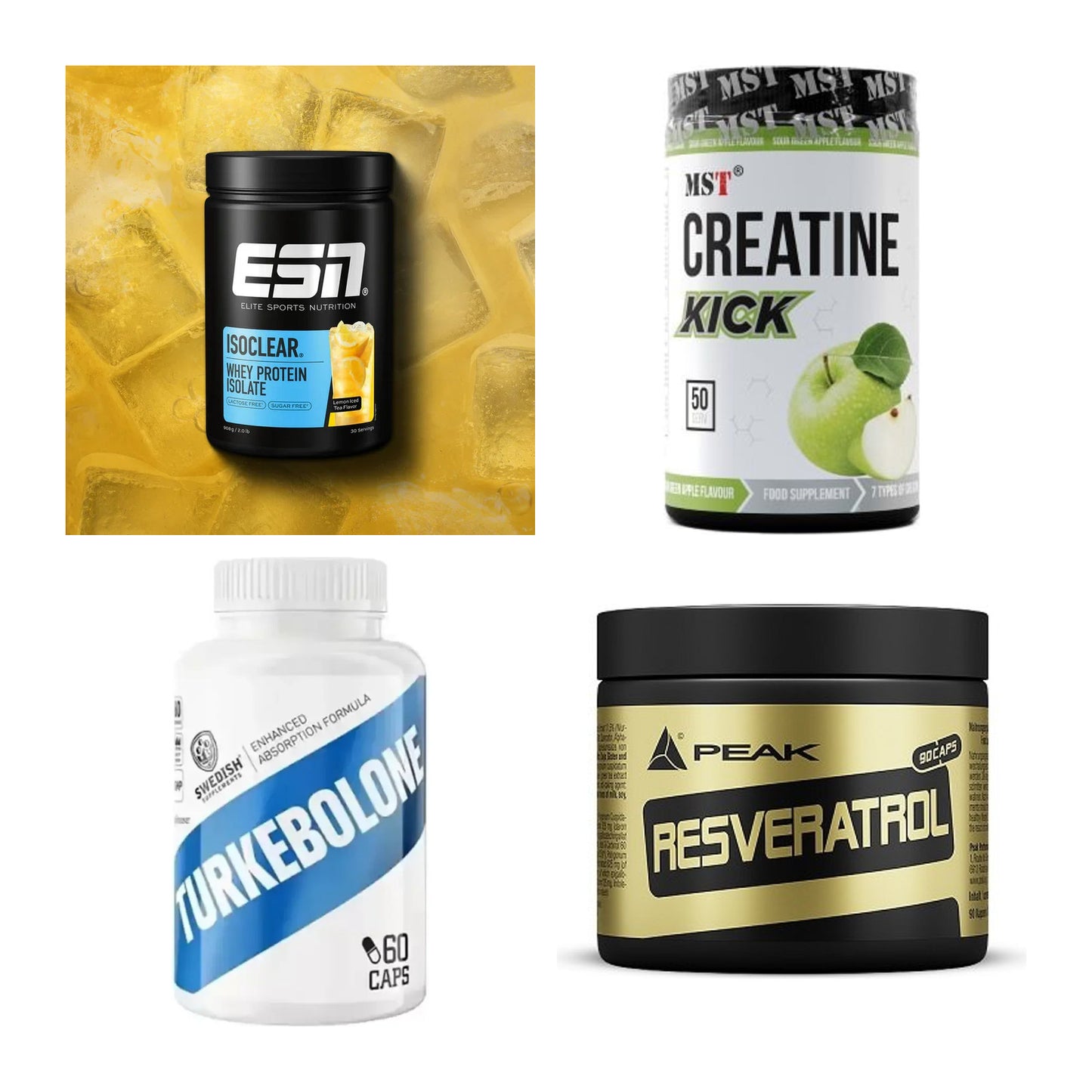 Wettkampfvorbereitung: ESN ISOCLEAR + MST Creatine + 2 weitere – alle enthaltenen Artikel