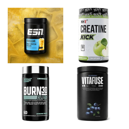 Wettkampfvorbereitung: ESN ISOCLEAR + MST Creatine + 2 weitere – alle enthaltenen Artikel