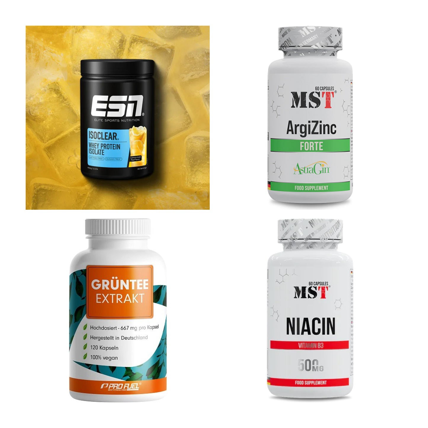 Wettkampfvorbereitung: ESN ISOCLEAR + MST ArgiZinc + 2 weitere – alle enthaltenen Artikel