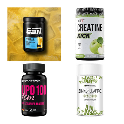 Wettkampfvorbereitung: ESN ISOCLEAR + MST Creatine + 2 weitere – alle enthaltenen Artikel