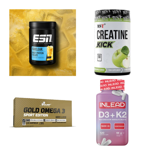 Wettkampfvorbereitung: ESN ISOCLEAR + MST Creatine + 2 weitere – alle enthaltenen Artikel