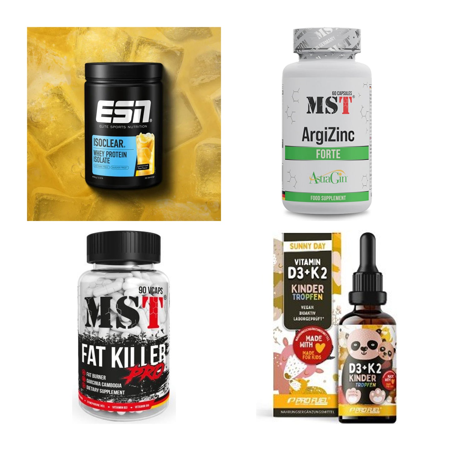 Wettkampfvorbereitung: ESN ISOCLEAR + MST ArgiZinc + 2 weitere – alle enthaltenen Artikel