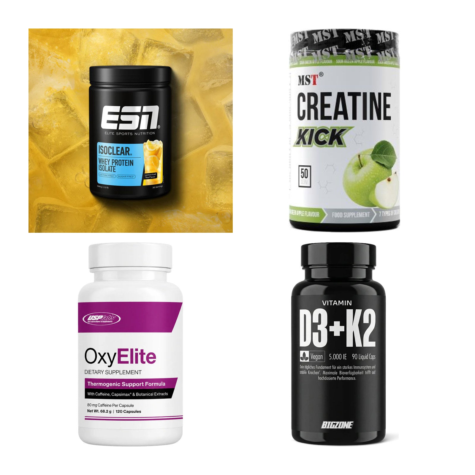 Wettkampfvorbereitung: ESN ISOCLEAR + MST Creatine + 2 weitere – alle enthaltenen Artikel