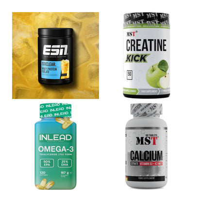 Wettkampfvorbereitung: ESN ISOCLEAR + MST Creatine + 2 weitere – alle enthaltenen Artikel