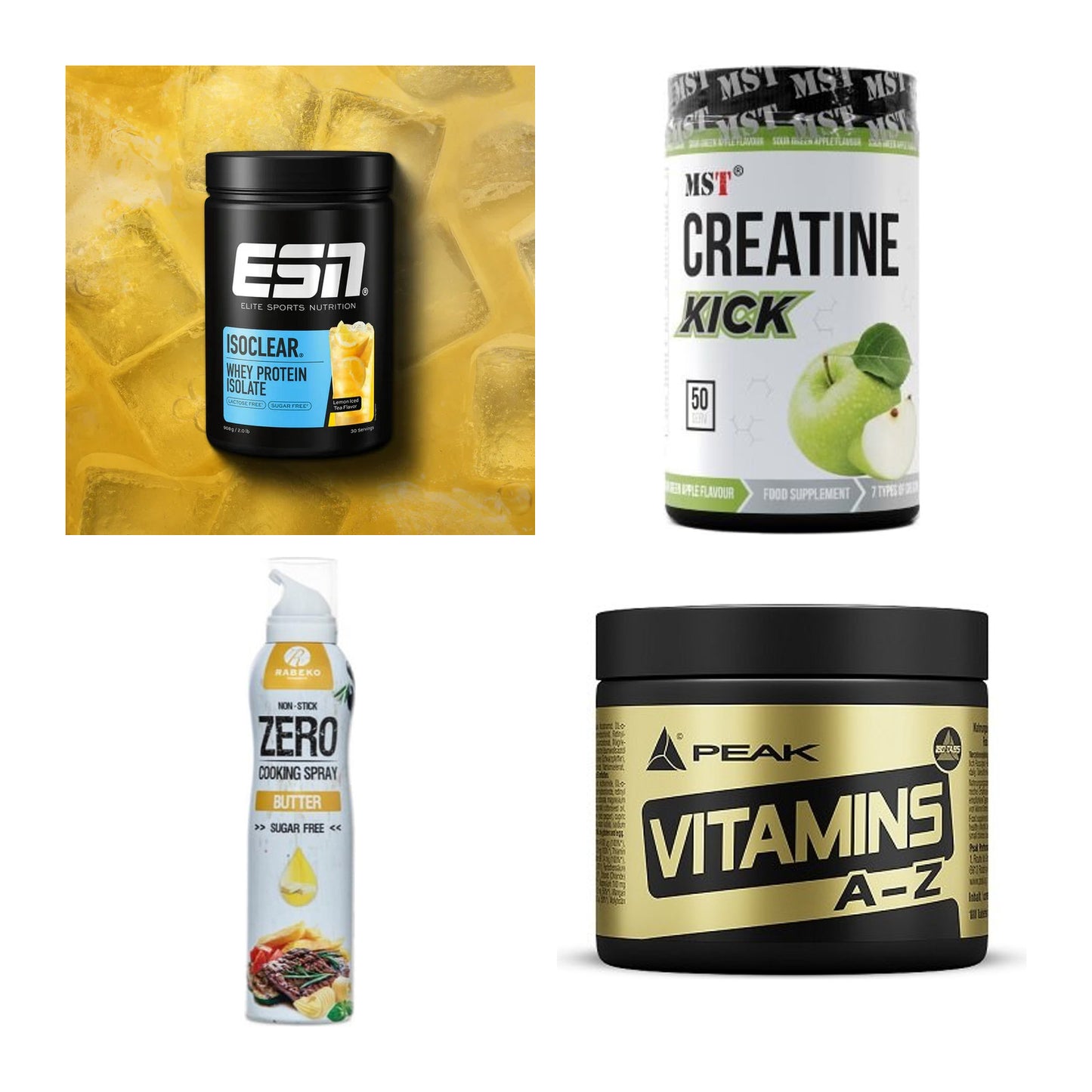 Wettkampfvorbereitung: ESN ISOCLEAR + MST Creatine + 2 weitere – alle enthaltenen Artikel