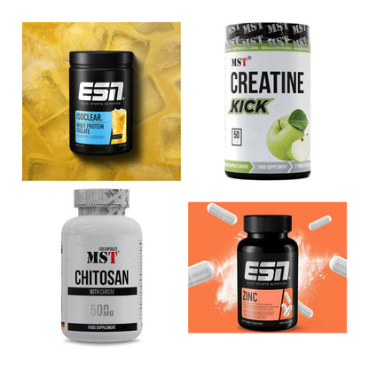 Wettkampfvorbereitung: ESN ISOCLEAR + MST Creatine + 2 weitere – alle enthaltenen Artikel