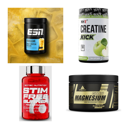 Wettkampfvorbereitung: ESN ISOCLEAR + MST Creatine + 2 weitere – alle enthaltenen Artikel