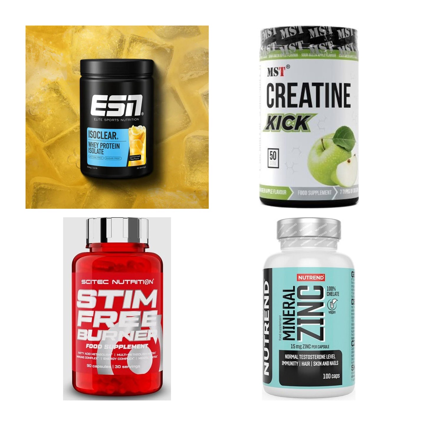 Wettkampfvorbereitung: ESN ISOCLEAR + MST Creatine + 2 weitere – alle enthaltenen Artikel