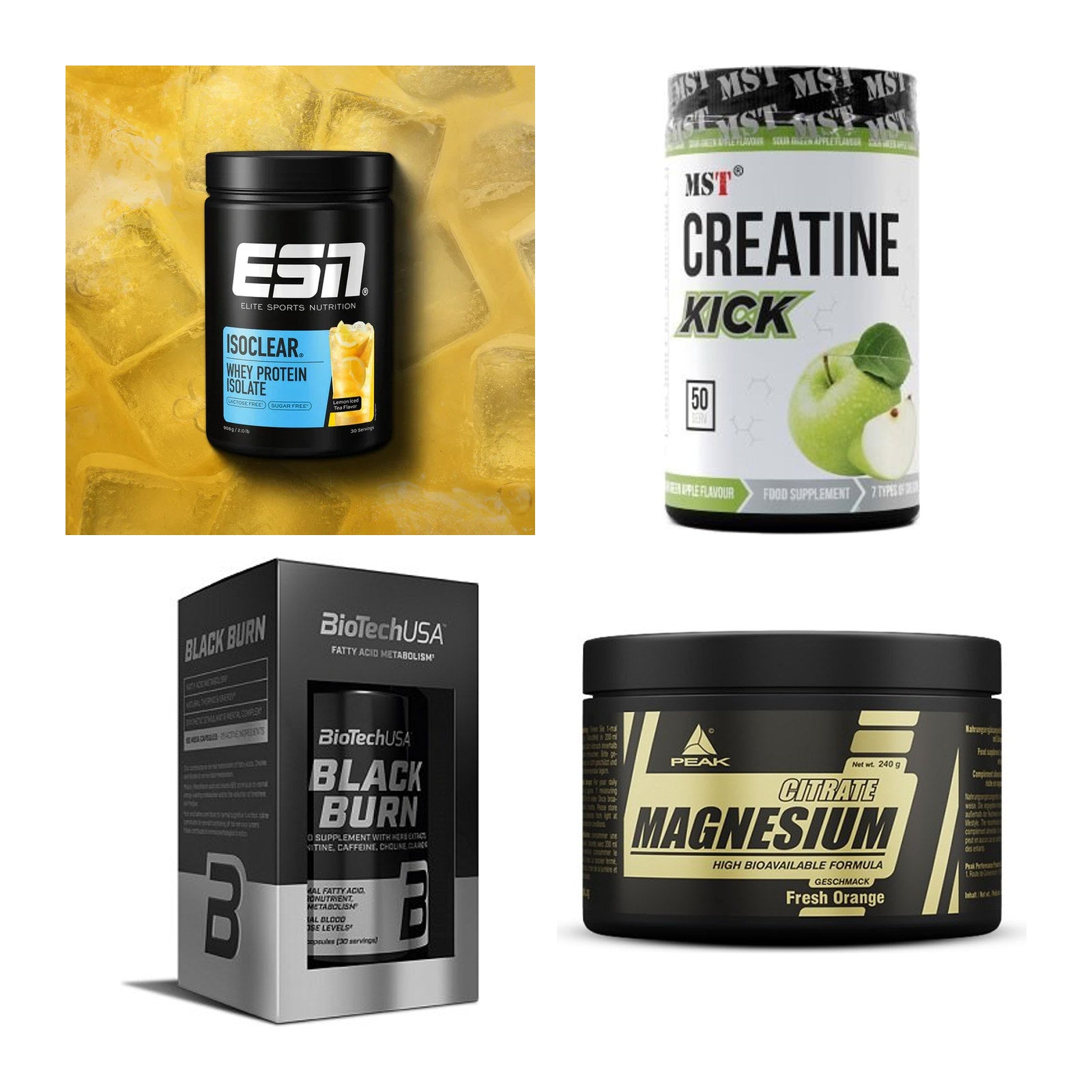 Wettkampfvorbereitung: ESN ISOCLEAR + MST Creatine + 2 weitere – alle enthaltenen Artikel